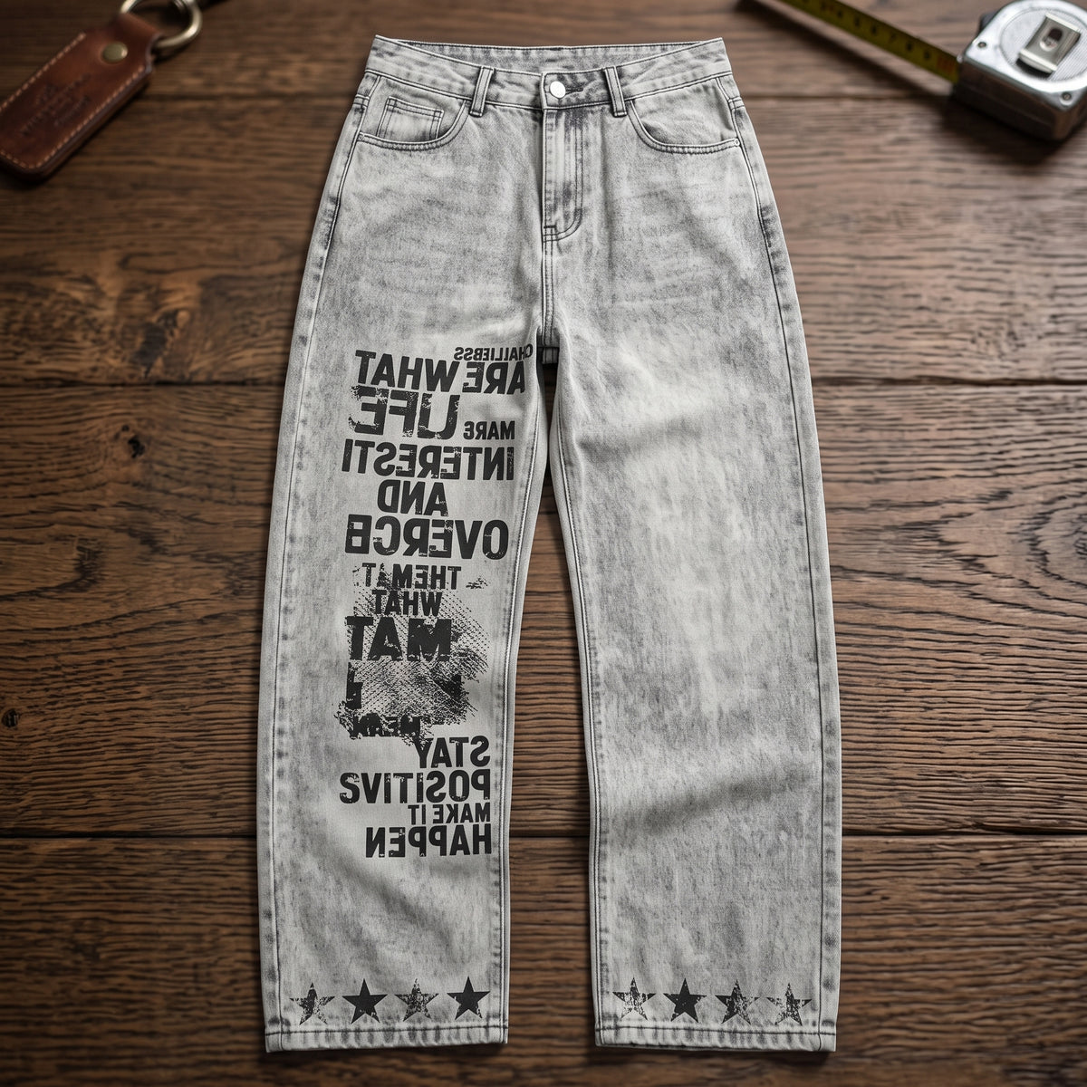 Y2K Graffiti Star Wide-Leg Pants