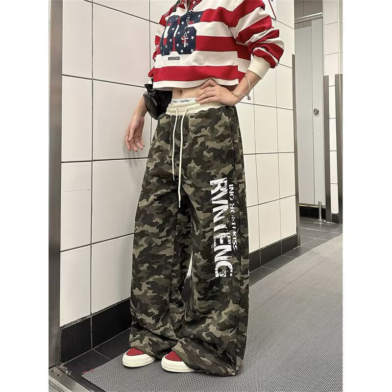Y2K Camo Wide-Leg Sweatpants  Womens Streetwear