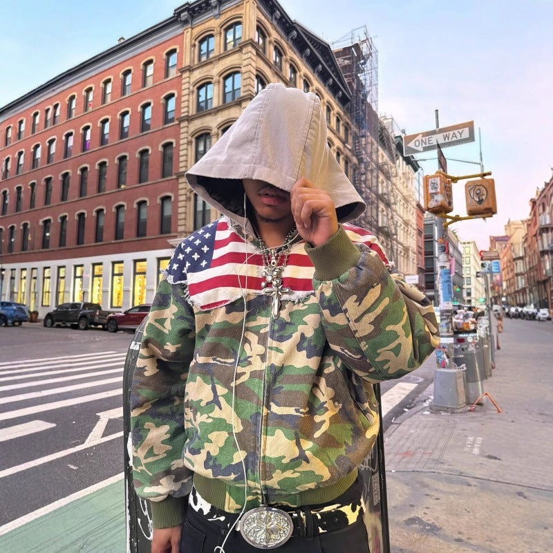 Stars & Camo Bomber Hoodie