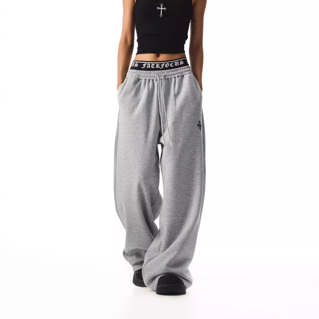 Gray Low-Rise Baggy Sweatpants