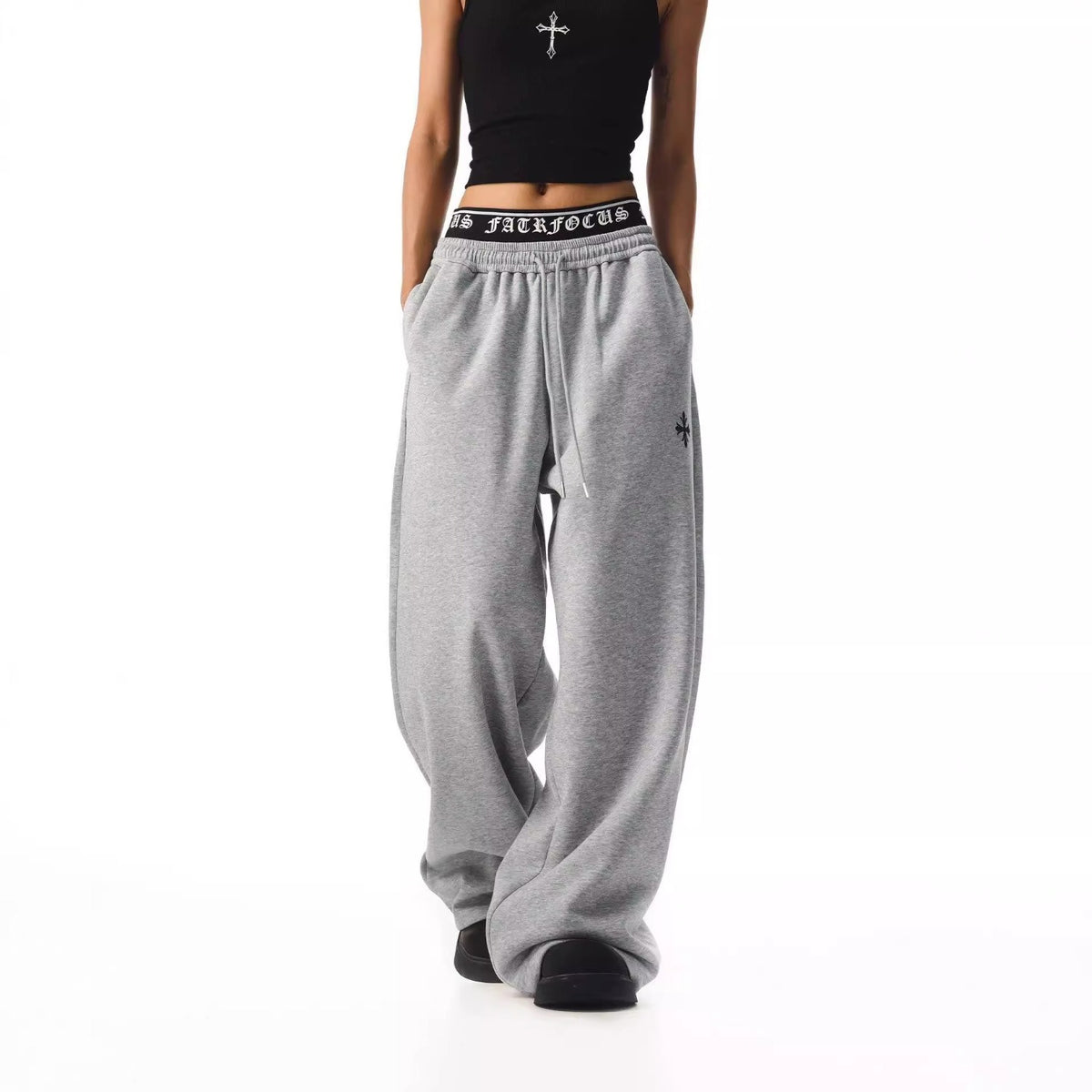 Gray Low-Rise Baggy Sweatpants