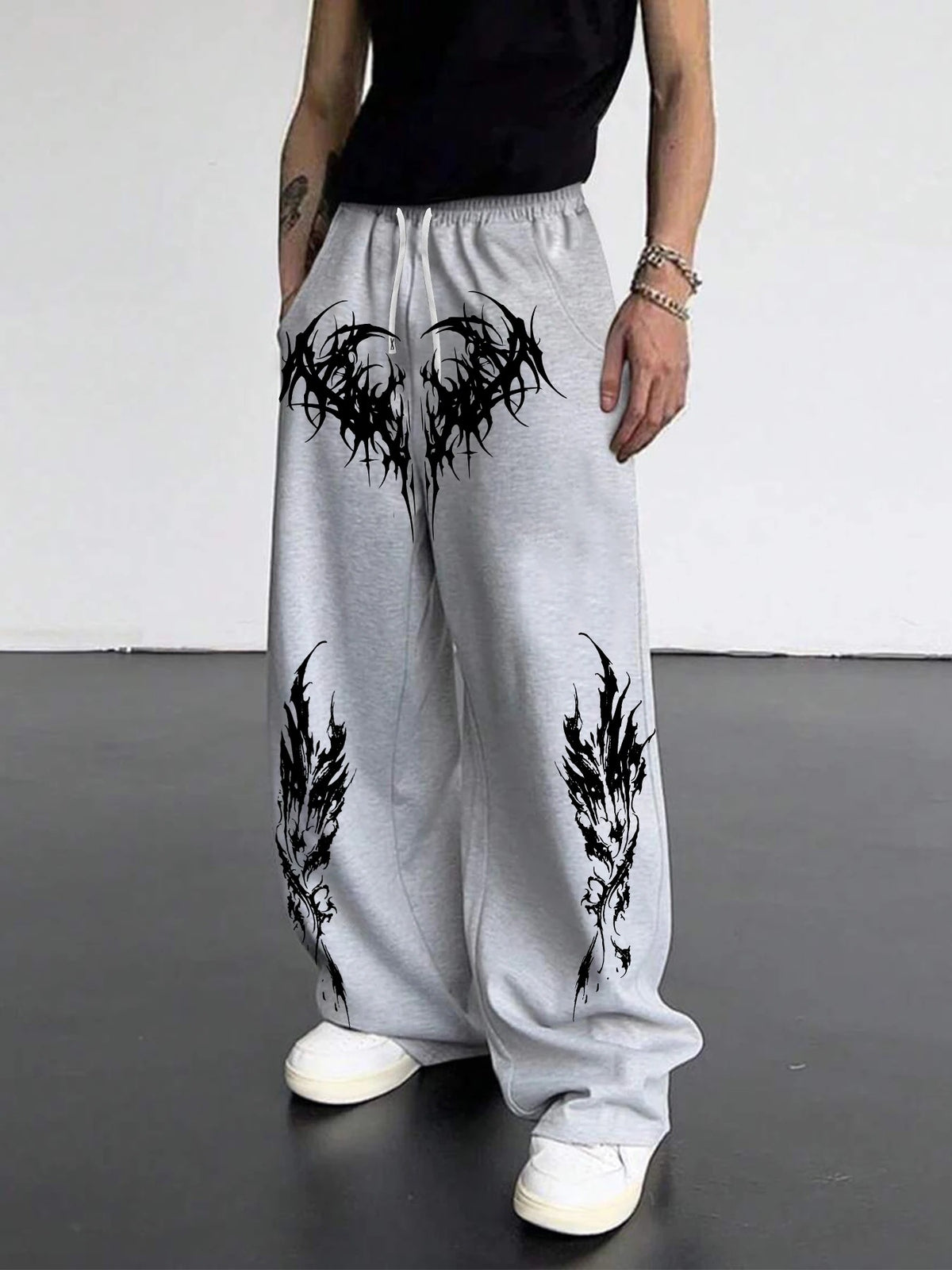 Y2K Gothic Tribal Baggy Sweatpants  Harajuku Streetwear