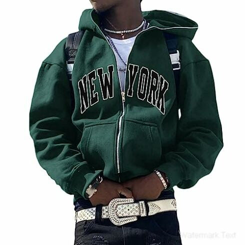 Y2K Vintage Graphic Zip-Up Hoodie  Oversized Streetwear Jacket