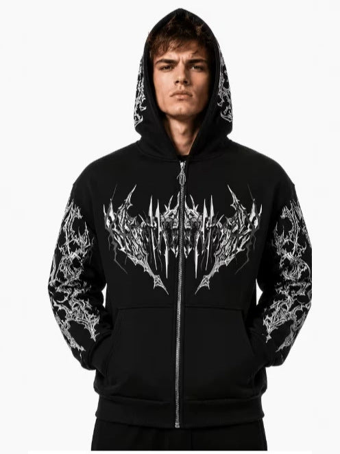 Y2K Dark 3D Graphic Hoodie