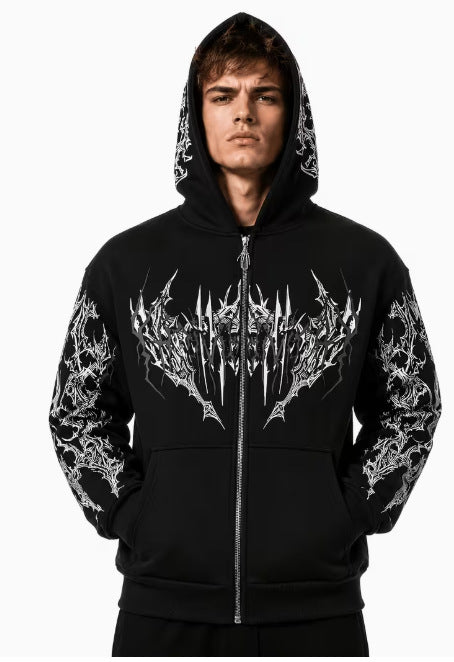 Y2K Dark 3D Graphic Hoodie