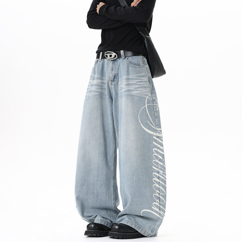 Vintage Distressed Wide-Leg Jeans