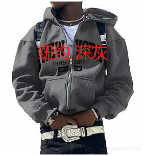 Y2K Vintage Graphic Zip-Up Hoodie  Oversized Streetwear Jacket