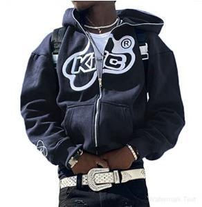 Y2K Vintage Graphic Zip-Up Hoodie  Oversized Streetwear Jacket