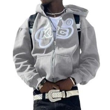 Y2K Vintage Graphic Zip-Up Hoodie  Oversized Streetwear Jacket