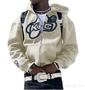 Y2K Vintage Graphic Zip-Up Hoodie  Oversized Streetwear Jacket