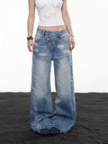 Embroidered Cross Wide-Leg Jeans