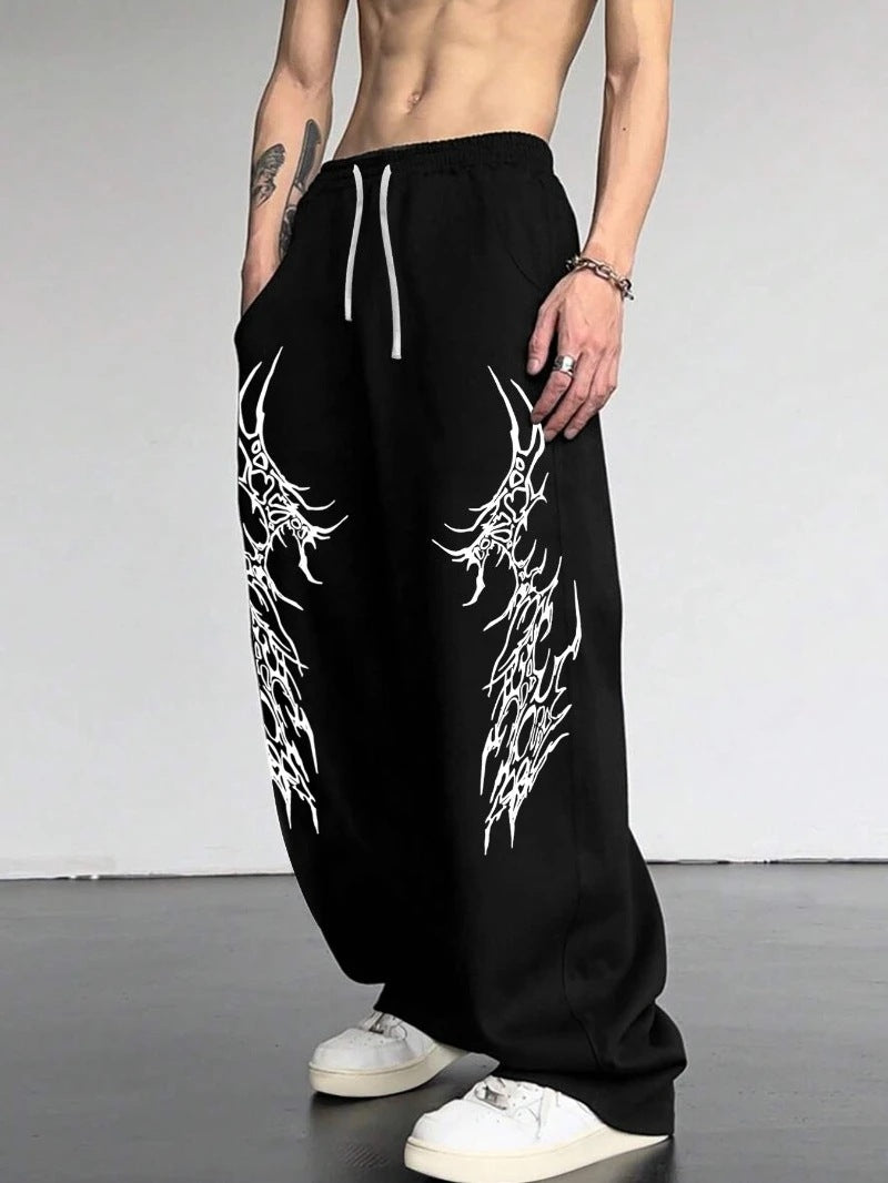 Y2K Gothic Tribal Baggy Sweatpants  Harajuku Streetwear