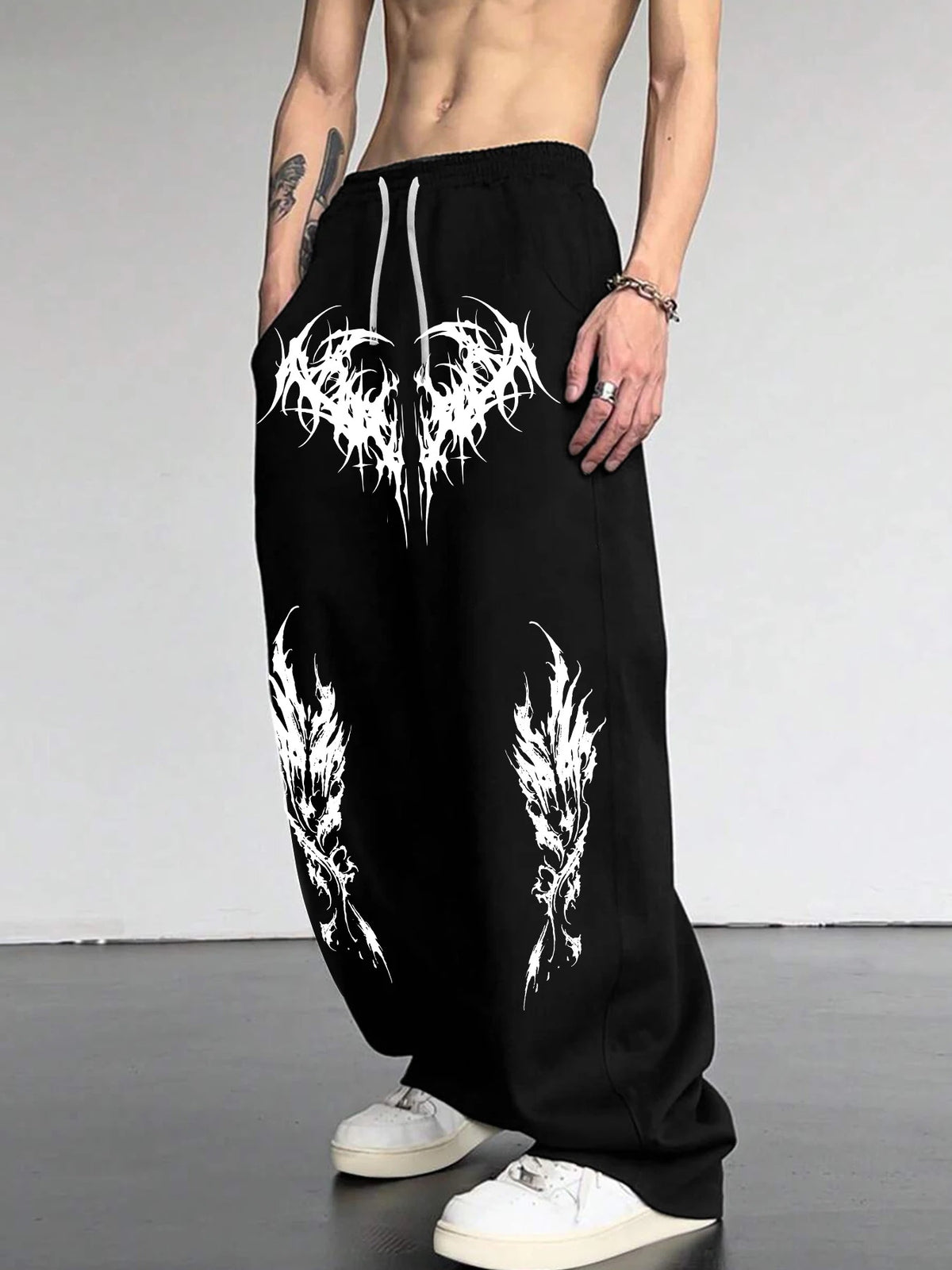 Y2K Gothic Tribal Baggy Sweatpants  Harajuku Streetwear