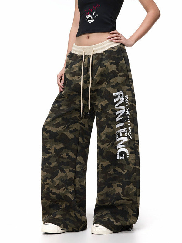 Y2K Camo Wide-Leg Sweatpants  Graphic Streetwear