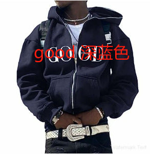 Y2K Vintage Graphic Zip-Up Hoodie  Oversized Streetwear Jacket