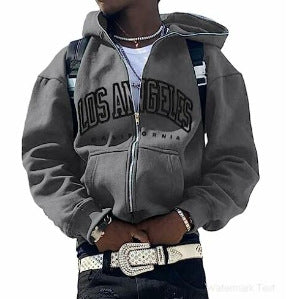 Y2K Vintage Graphic Zip-Up Hoodie  Oversized Streetwear Jacket