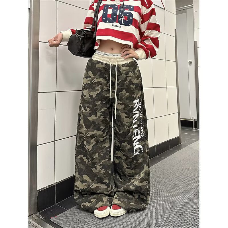 Y2K Camo Wide-Leg Sweatpants  Womens Streetwear
