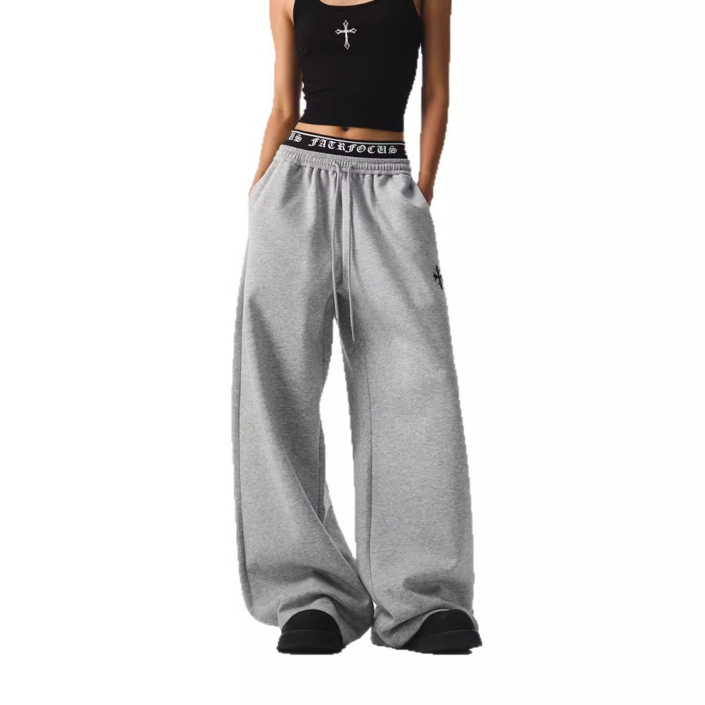 Gray Low-Rise Baggy Sweatpants