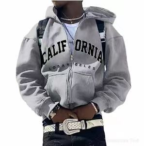 Y2K Vintage Graphic Zip-Up Hoodie  Oversized Streetwear Jacket