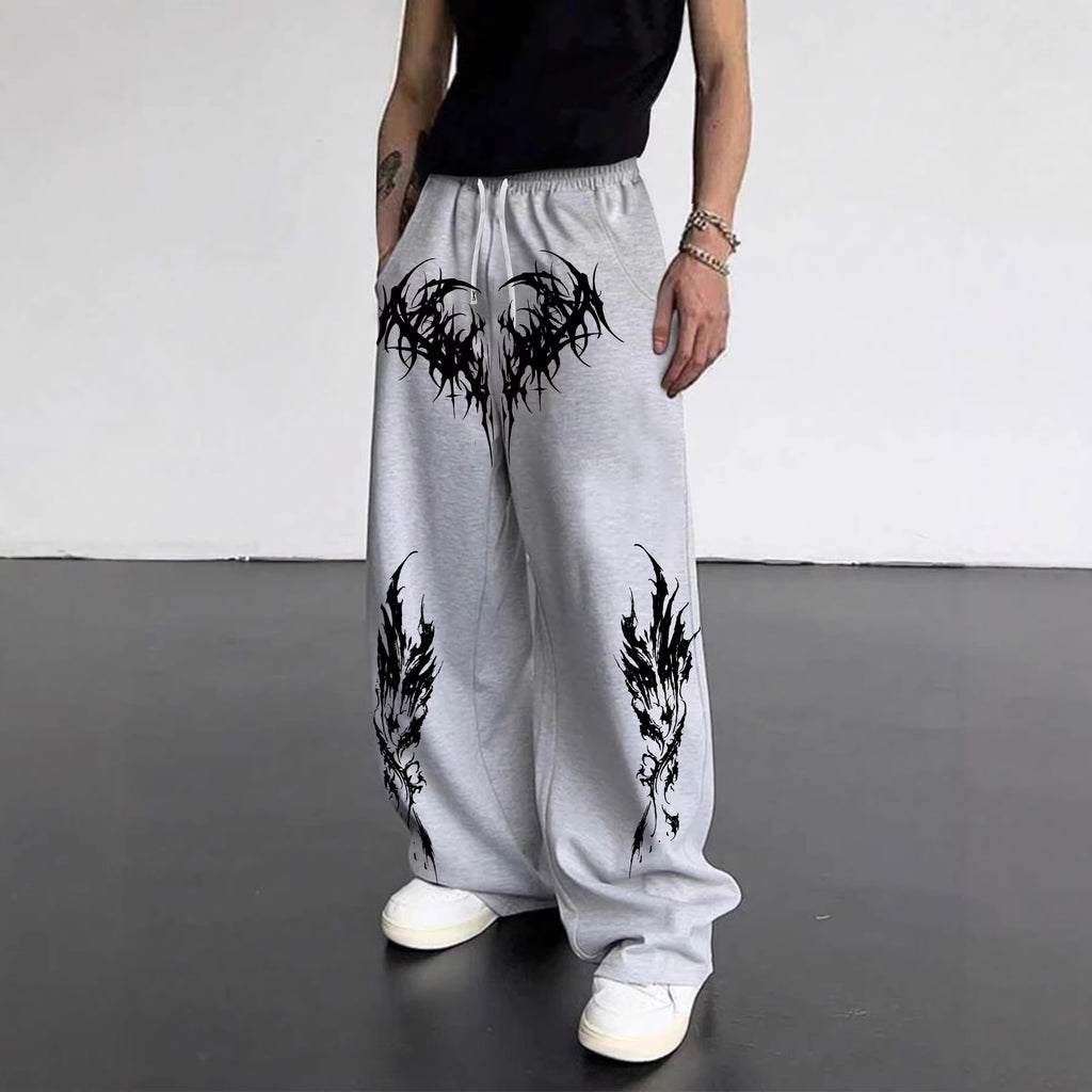Y2K Gothic Tribal Baggy Sweatpants  Harajuku Streetwear