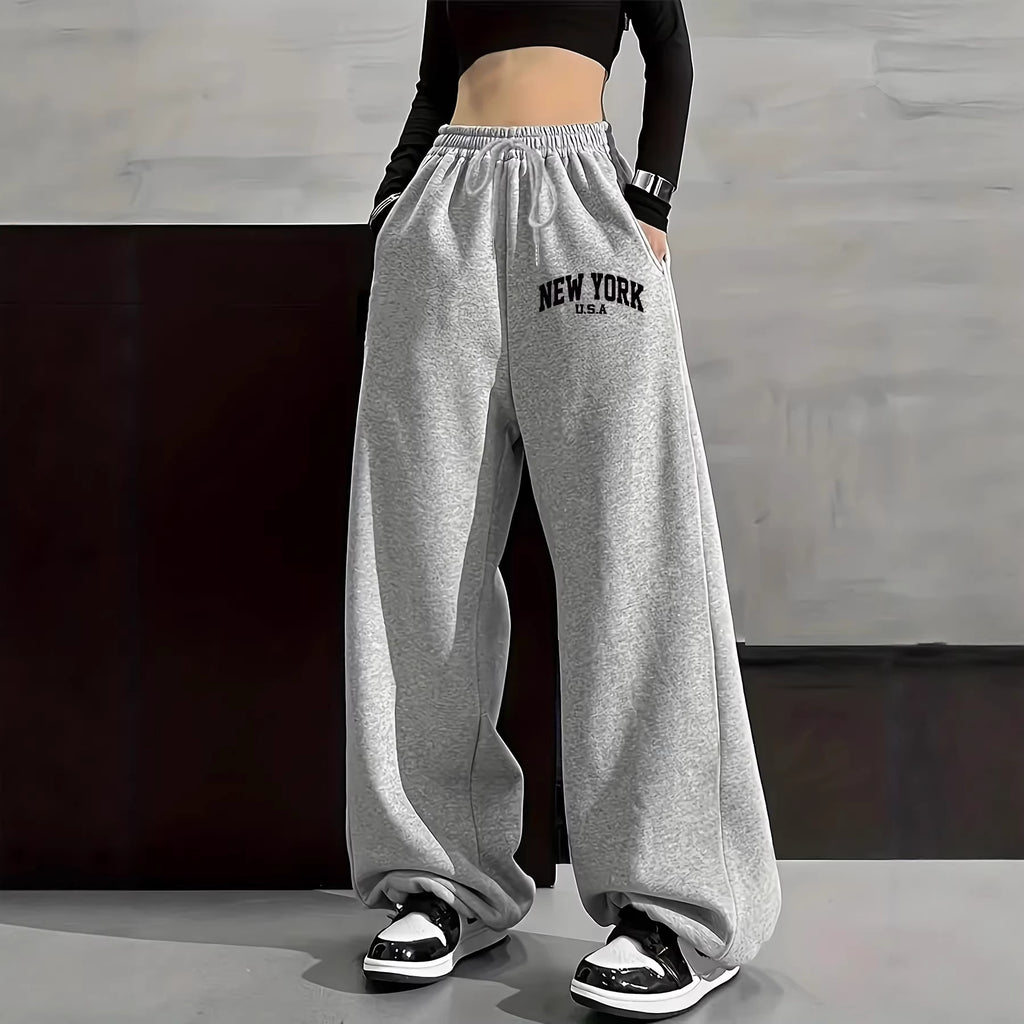 Y2K Gothic Wide-Leg Sweatpants  High-Waisted Streetwear Pants