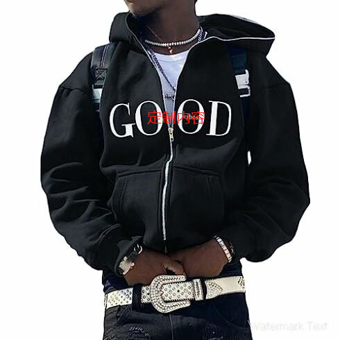 Y2K Vintage Graphic Zip-Up Hoodie  Oversized Streetwear Jacket