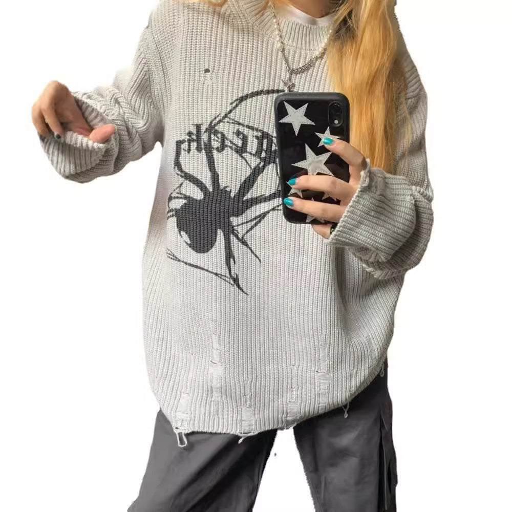 Spider Y2K Oversized Knit Sweater
