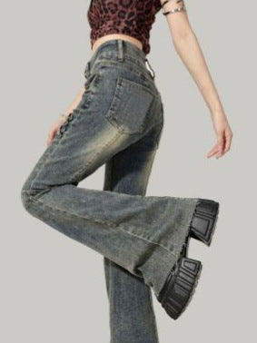 Retro Micro-Flare Denim Pants
