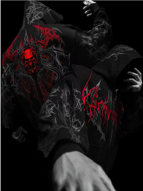 Y2K Dark 3D Graphic Hoodie