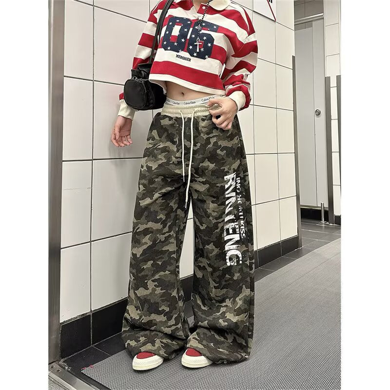 Y2K Camo Wide-Leg Sweatpants  Womens Streetwear