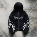 Y2K Gothic Tribal Zip-Up Hoodie  Harajuku Streetwear