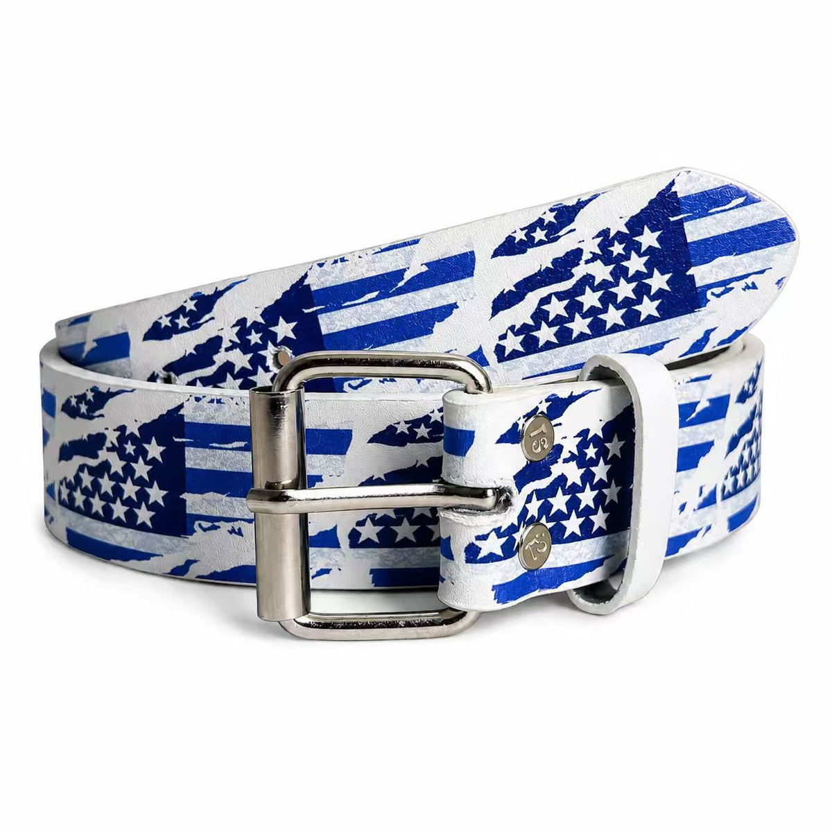 American vintage flag print leather belt