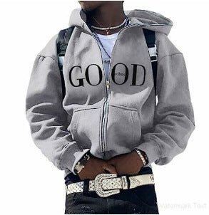 Y2K Vintage Graphic Zip-Up Hoodie  Oversized Streetwear Jacket