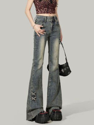 Retro Micro-Flare Denim Pants