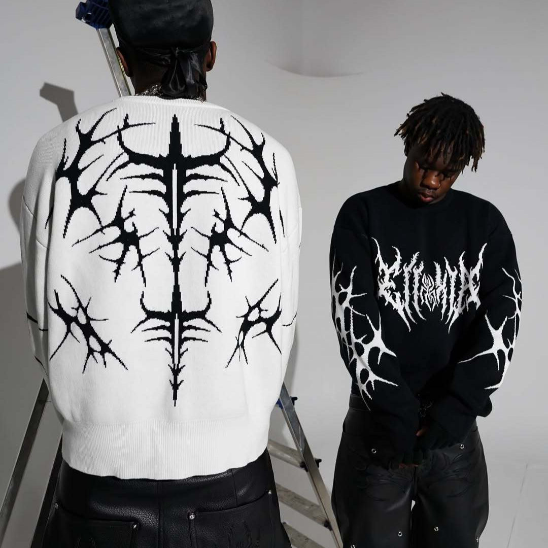 American Color Block Knit Sweater - Unisex Oversized Streetwear