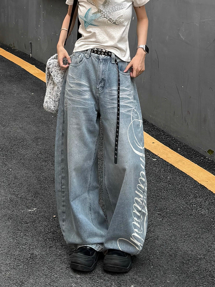 Y2K Loose Letter Print Jeans