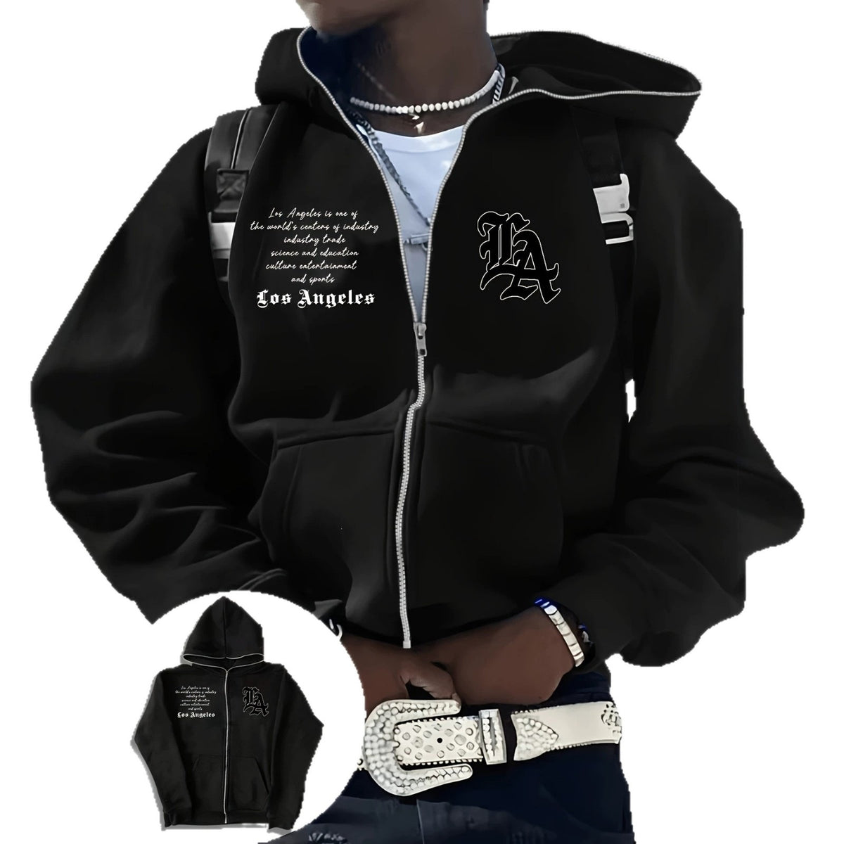 Y2K Gothic Zip-Up Hoodie  Oversized Dark Streetwear Jacket