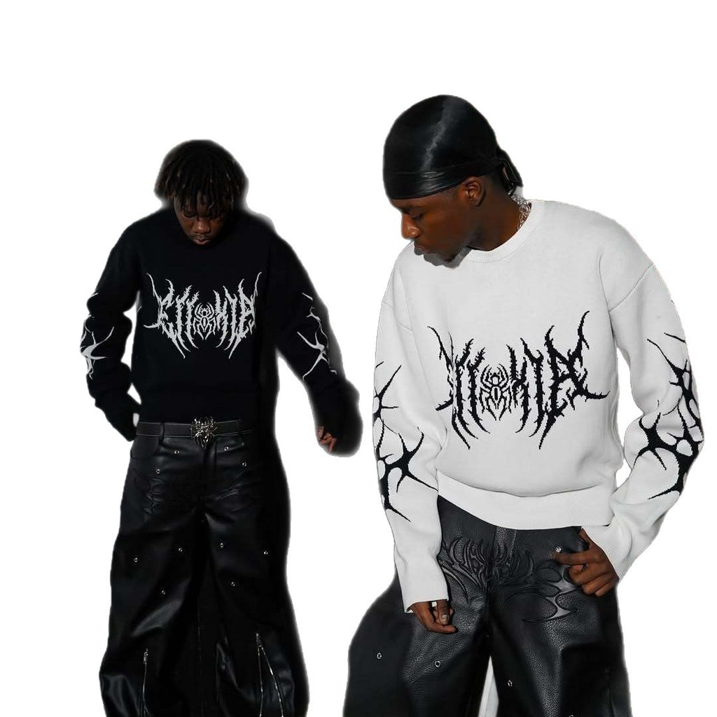 American Color Block Knit Sweater - Unisex Oversized Streetwear