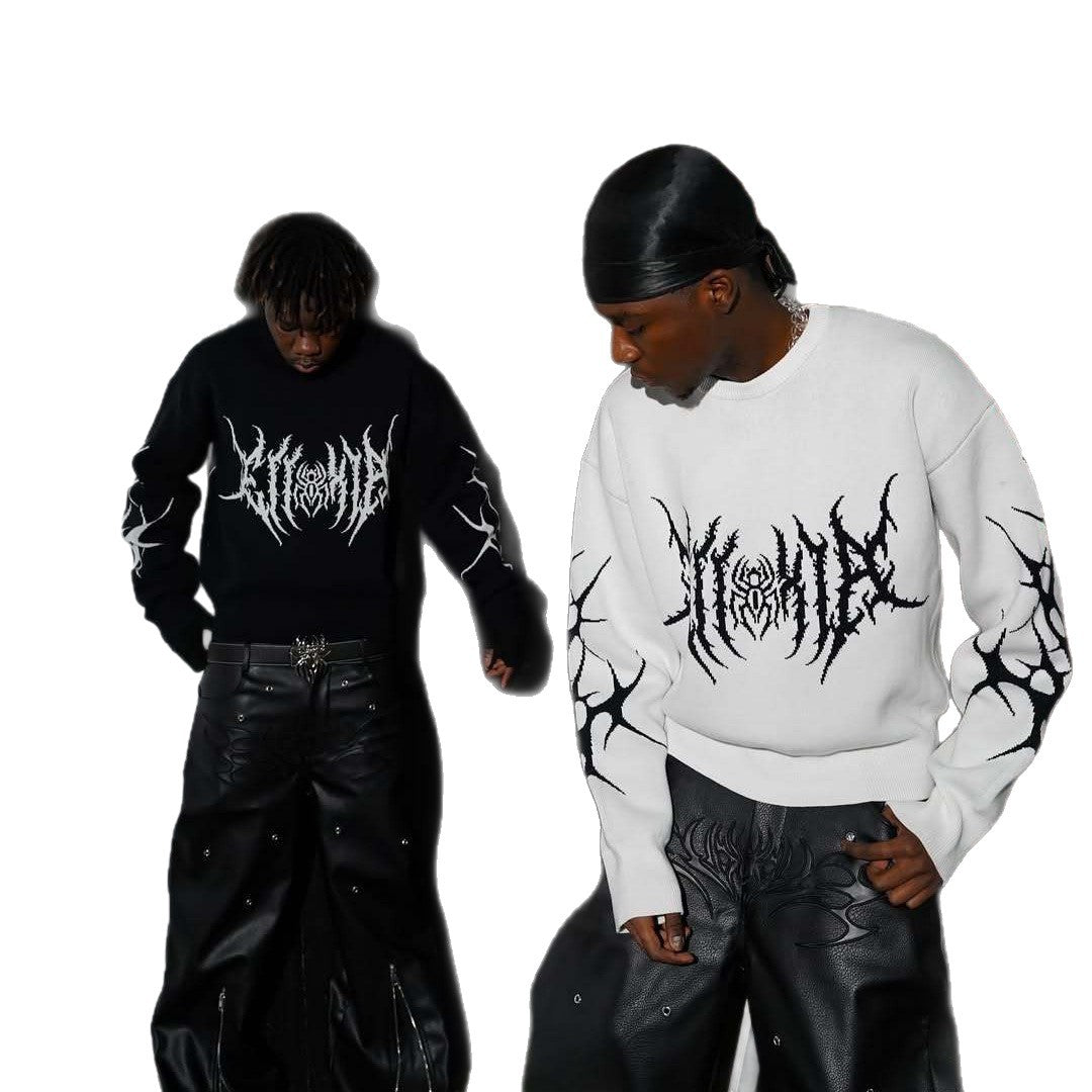 American Color Block Knit Sweater - Unisex Oversized Streetwear