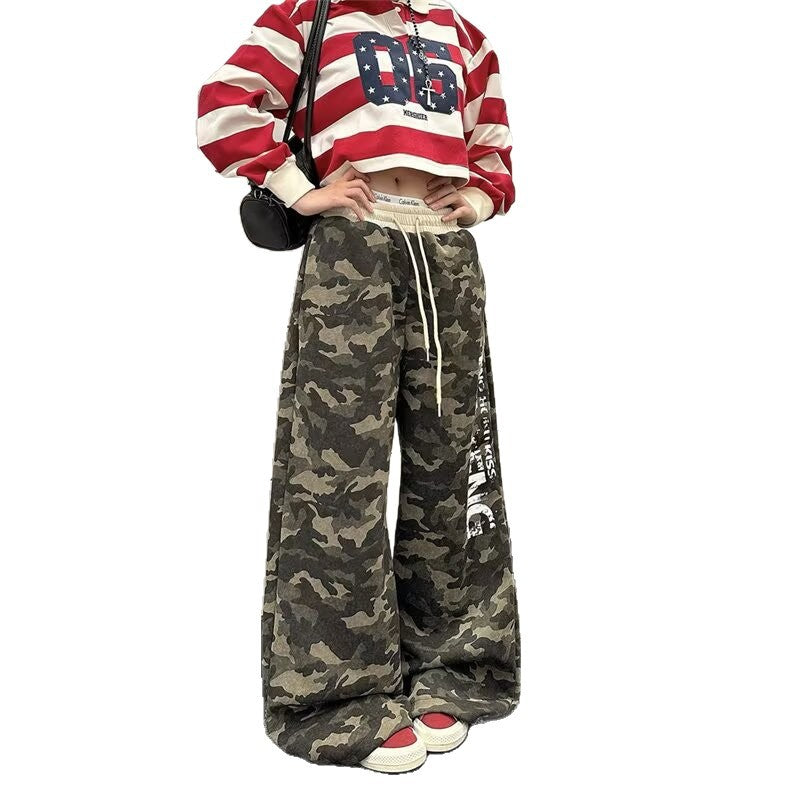 Y2K Camo Wide-Leg Sweatpants  Womens Streetwear
