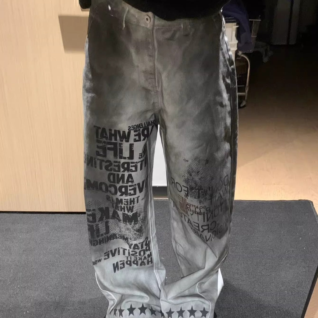 Y2K Graffiti Star Wide-Leg Pants