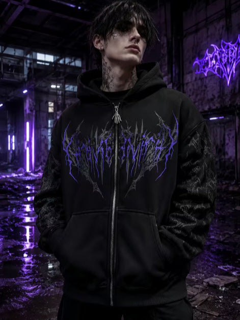Y2K Dark 3D Graphic Hoodie