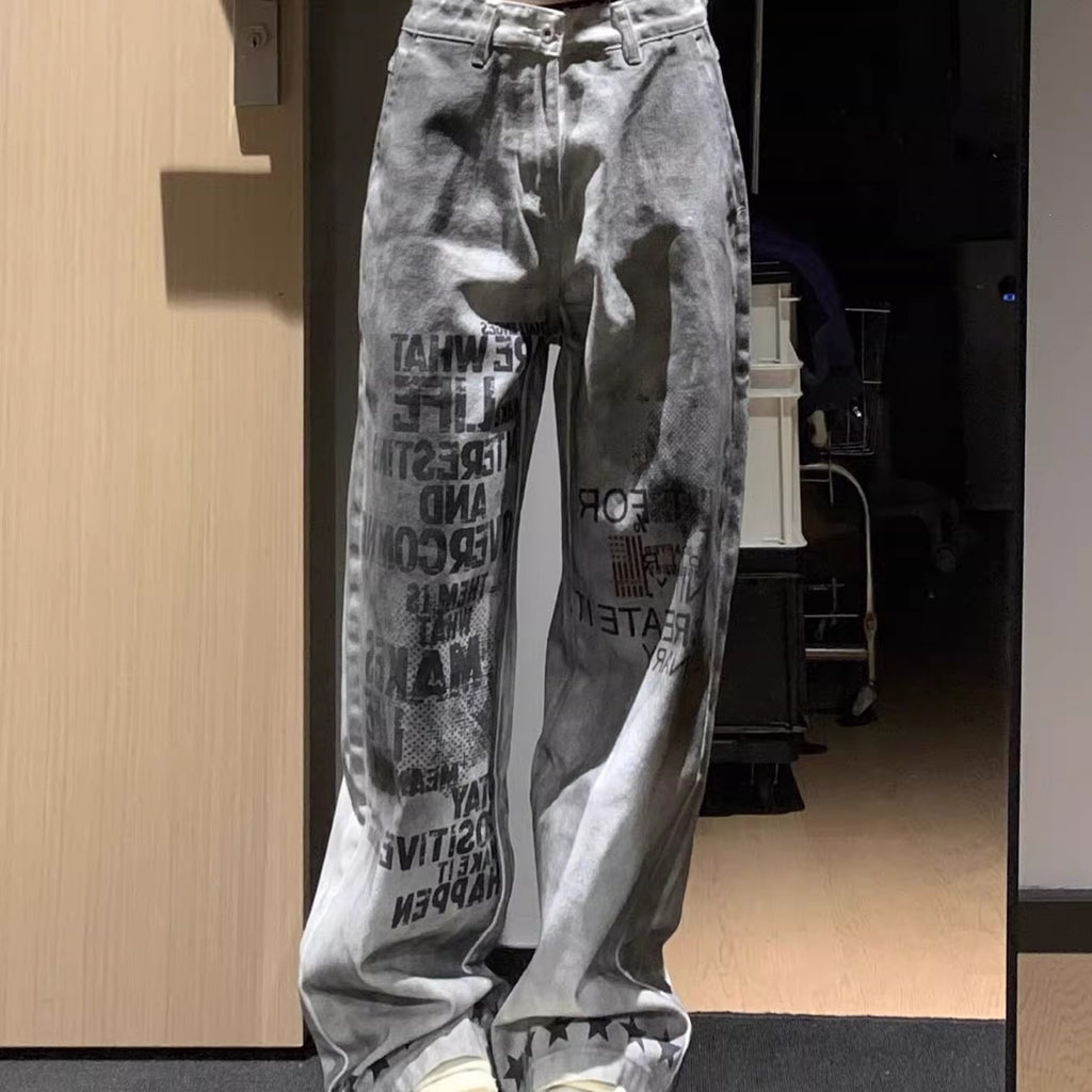 Y2K Graffiti Star Wide-Leg Pants