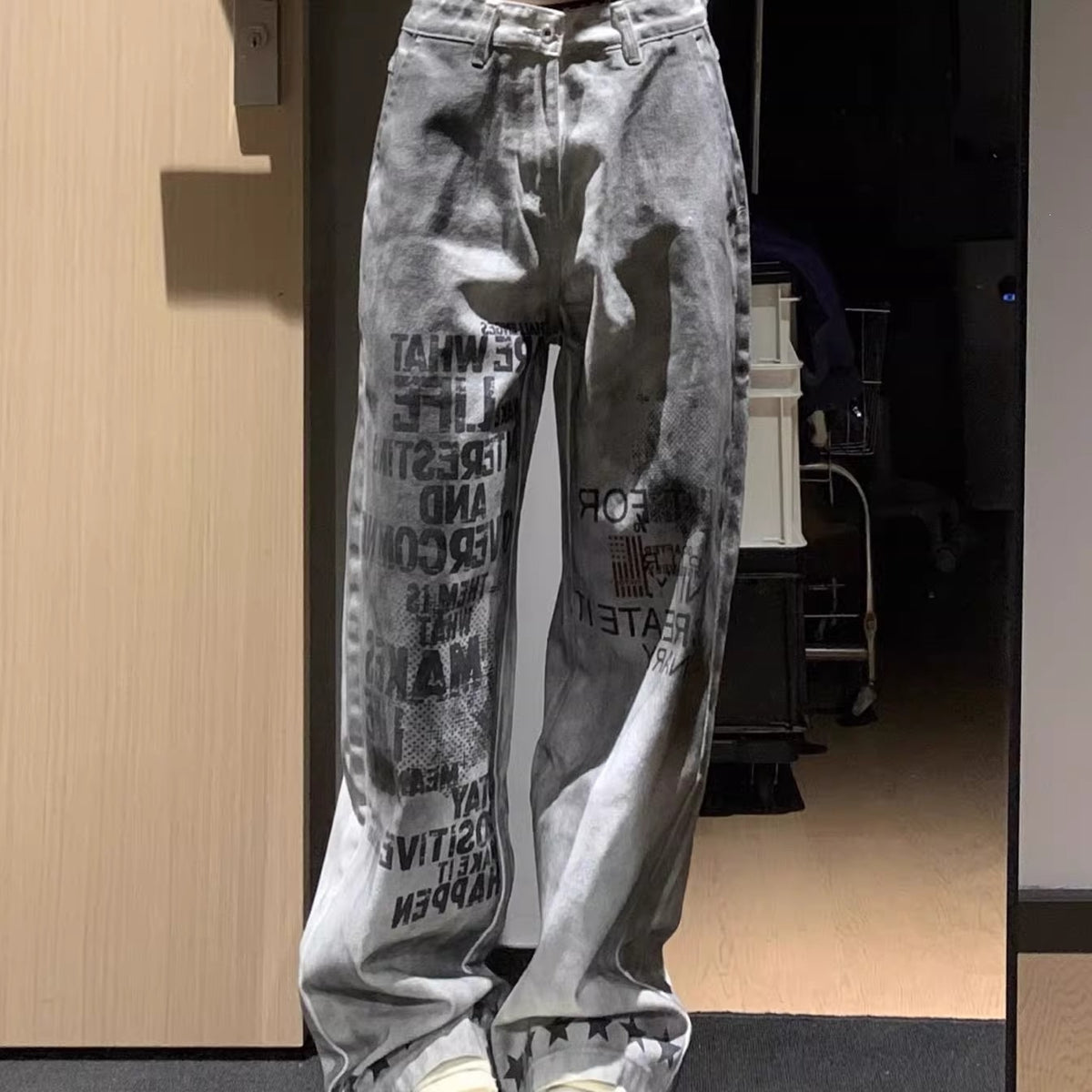 Y2K Graffiti Star Wide-Leg Pants