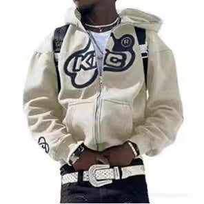 Y2K Vintage Graphic Zip-Up Hoodie  Oversized Streetwear Jacket