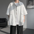 Summer new men's short-sleeve shirts, plus-size men's shirts, men's pleated shirts