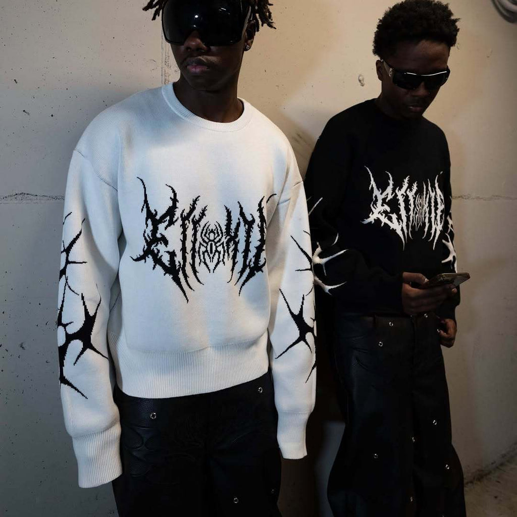 American Color Block Knit Sweater - Unisex Oversized Streetwear