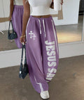 SAINT SINS Baggy Sweatpants - Y2K Jesus Lettering Wide Leg Pants