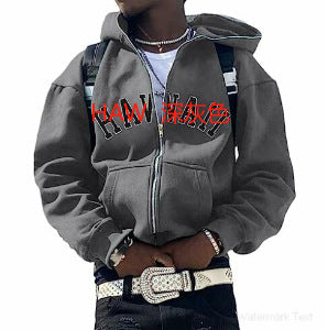 Y2K Vintage Graphic Zip-Up Hoodie  Oversized Streetwear Jacket
