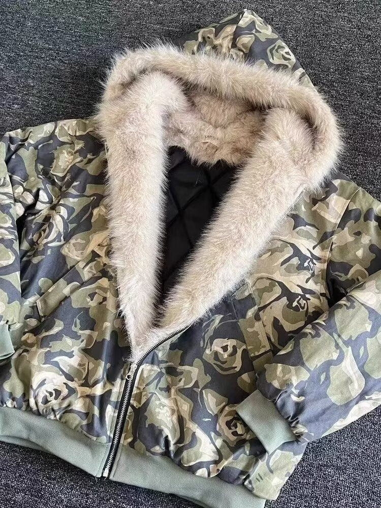 CityVibe Camo Hooded Bomber Jacket